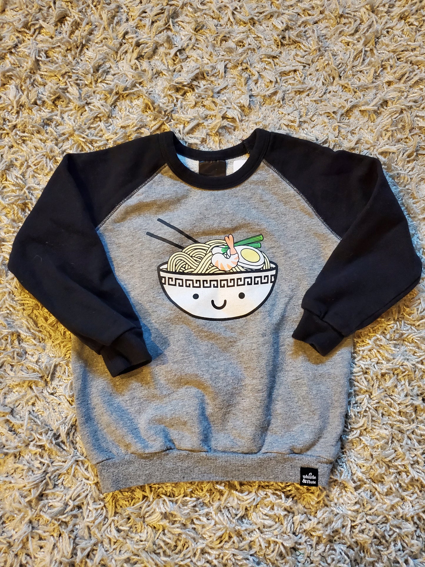 Whistle and Flute Ramen Bowl Sweatshirt. Size 3-4years.