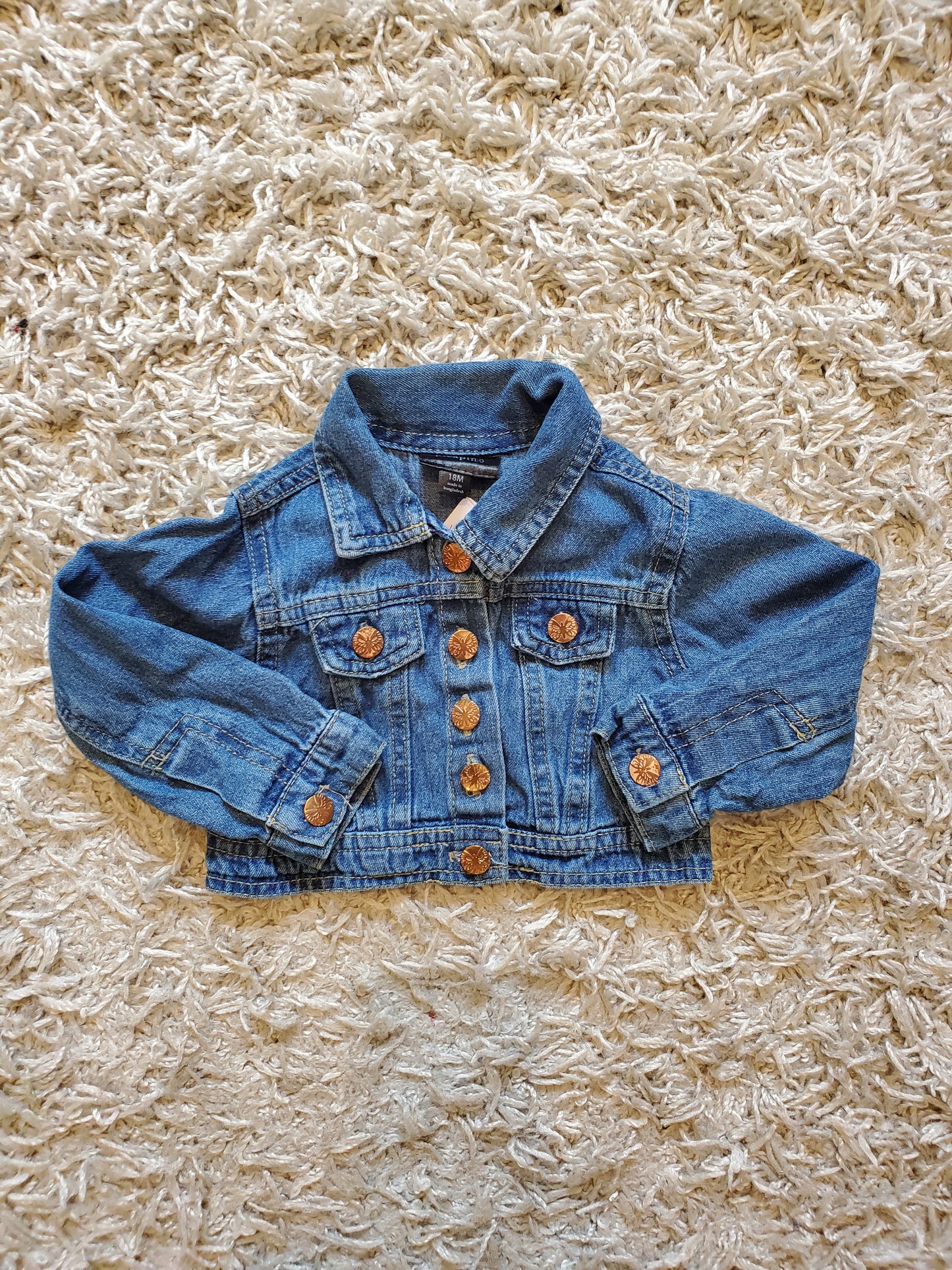 Picapino cropped denim jacket. Size 18m. Excellent used condition.