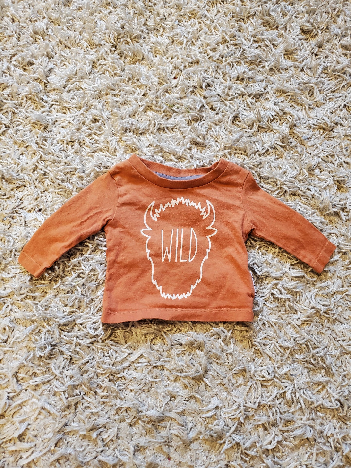 6-Sticks long sleeve t-shirt. Good used condition. Some pilling and wash wear. Size newborn.