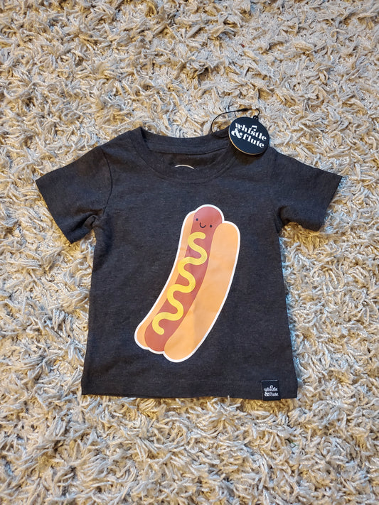 Whistle and Flute t-shirt. Kawaii hot dog graphic. New with tags. Size 6-12 months.