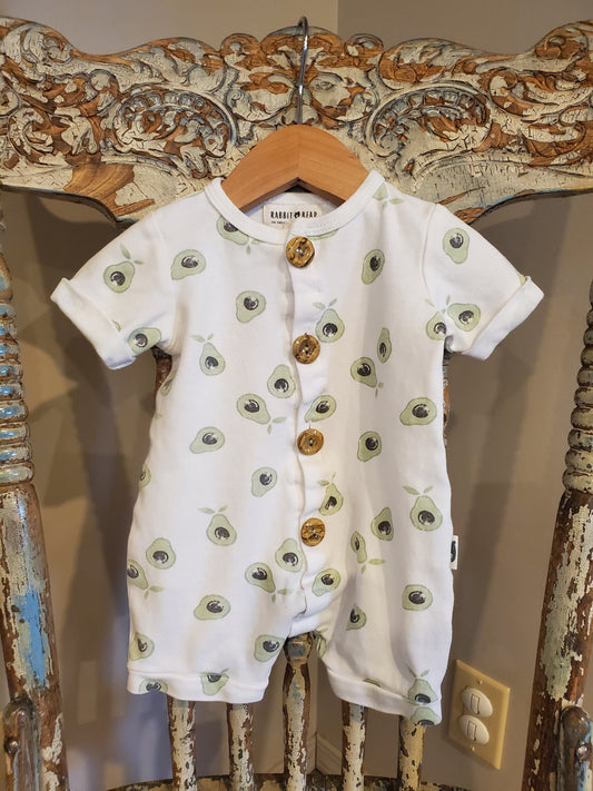 Rabbit and Bear Romper. Short sleeve and legs. Size 0-3 months. Excellent used condition.