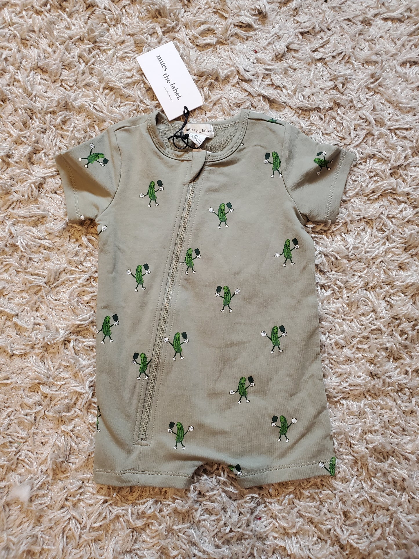 Miles the label romper. Summerweight. Pickle ball themed. Size 9months. NWT