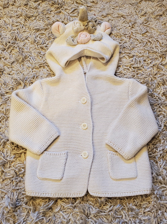Baby Gap Unicorn Cardigan. Size 6-12 months. Excellent used condition.